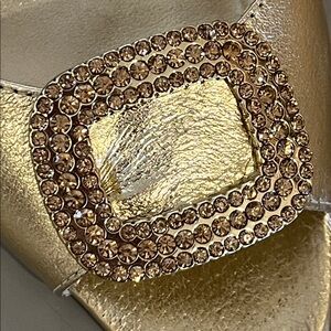 J.Renee Gold Slingback Heels with Embellished Buckle